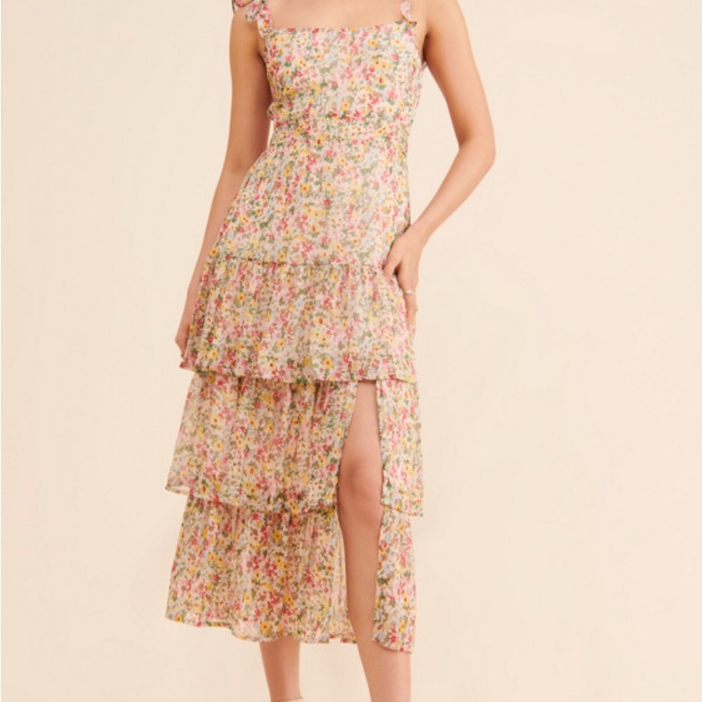 ASTR Floral Tiered Maxi Dress